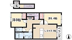 パークヒルズ城土 2階2LDKの間取り