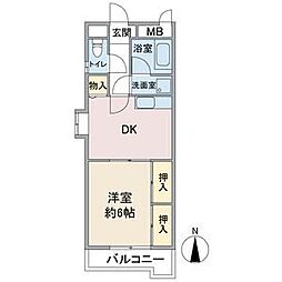 フィープル・一社 1DKの間取図画像