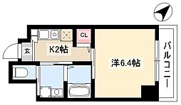 ワイズタワー新栄 1Kの間取図画像