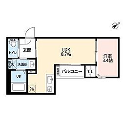 ROBOT HOUSE 守山B棟 1階1LDKの間取り