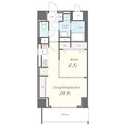 プレミアムコート新栄 3階1LDKの間取り