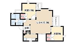 CasCade 2階2LDKの間取り