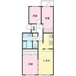第六サンハイツ大森 3LDKの間取図画像
