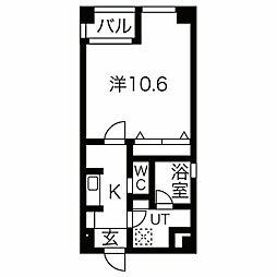 フラシア新栄町 1Kの間取図画像