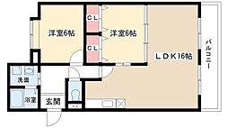 グリーンハイツ名東 2LDKの間取図画像