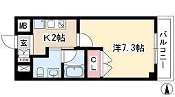 レジディア鶴舞 1Kの間取図画像