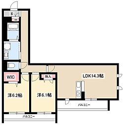 E-smile榎 2LDKの間取図画像