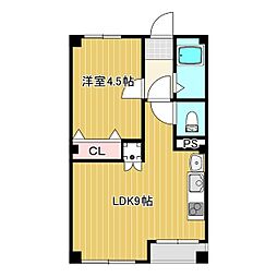 南山ビル 1LDKの間取図画像