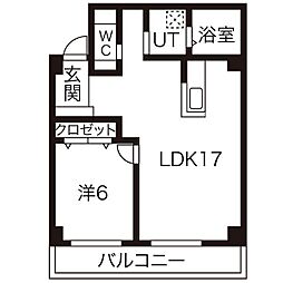 信和元町ハウス 1LDKの間取図画像
