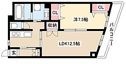 パラシオン覚王山 1LDKの間取図画像