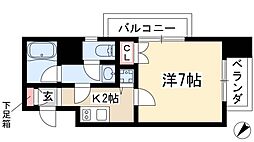 リエス鶴舞WESTTOWER 1Kの間取図画像