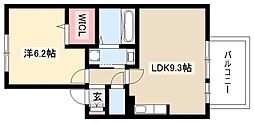 レクスト下方 1LDKの間取図画像