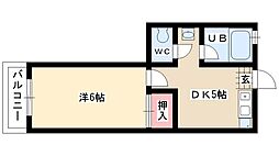 サンシティ南明 1DKの間取図画像