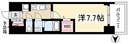 プレサンスジェネ葵 1Kの間取図画像