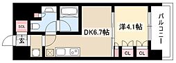 ザ・パークハビオ新栄 1DKの間取図画像