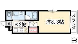 アールズコート明が丘 1Kの間取図画像