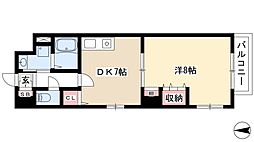 レジデンスカープ今池 1DKの間取図画像