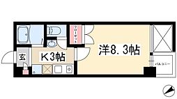 ヒルズ川名 1Kの間取図画像