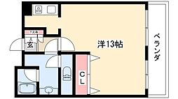 向陽町レジデンス ワンルームの間取図画像