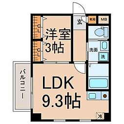 パークアベニュー東山 1LDKの間取図画像