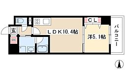 グランルクレ新栄ウエスト 1LDKの間取図画像