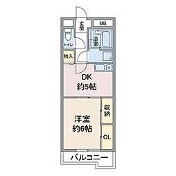 フィープル・一社 1DKの間取図画像