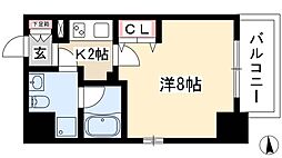 アクアヒルズ 1Kの間取図画像