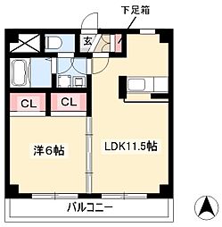 オレンジヴィラ若水 1LDKの間取図画像