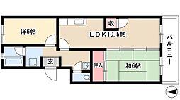 サンコーハイツ 2LDKの間取図画像