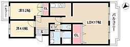 第六サンハイツ大森 2LDKの間取図画像