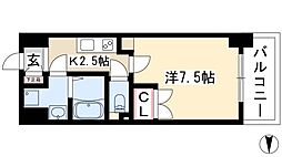 アマーレ葵 1Kの間取図画像