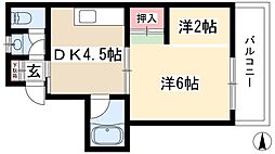 第五七福ビル 2DKの間取図画像