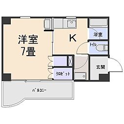 ユングハイム小幡 1Kの間取図画像
