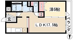 石川橋セブン 1LDKの間取図画像