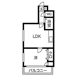 桜通サンダイマンション 1LDKの間取図画像