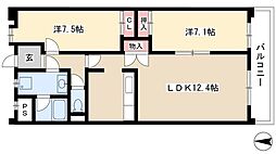 サンパーク一社 2LDKの間取図画像