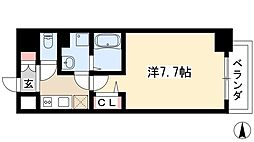 リバーコート砂田橋 1Kの間取図画像