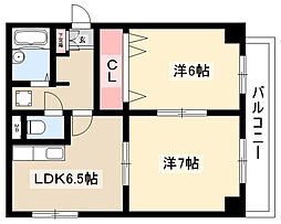 ライフステージ徳川 2DKの間取図画像