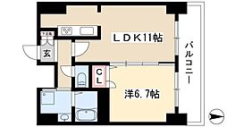 プレサンスナゴヤ桜通ビッグビート 1LDKの間取図画像