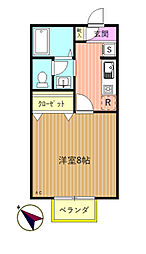 フローリーコート 1Kの間取図画像