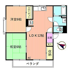 イージーパープル相武台2 2LDKの間取図画像