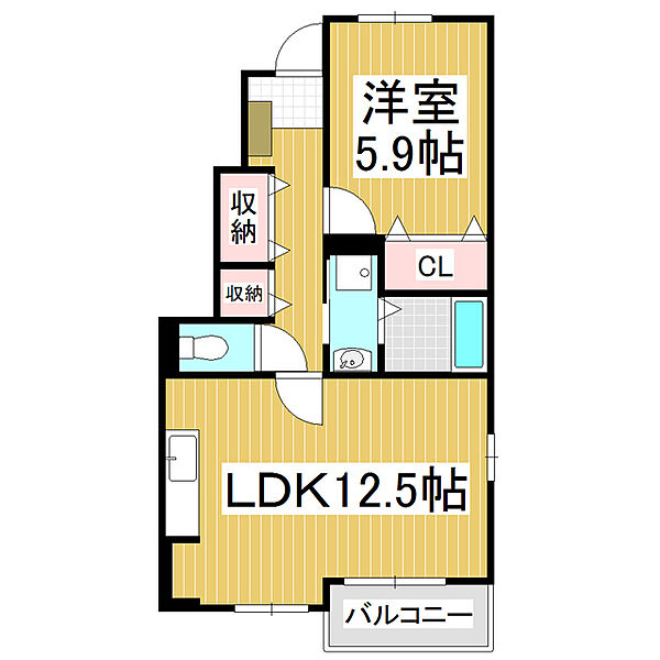 長野県松本市大字里山辺(賃貸アパート1LDK・1階・46.24㎡)の写真 その2