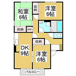グラース・関 3DKの間取図画像