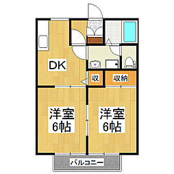 ディアコートA 2DKの間取図画像
