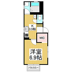 ディアス・ツインズB 1Kの間取図画像