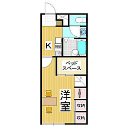レオパレスベルヴィル 1Kの間取図画像
