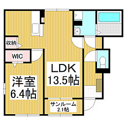 グレイスD 1LDKの間取図画像