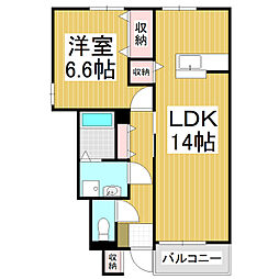 シンキメーラA棟 1LDKの間取図画像