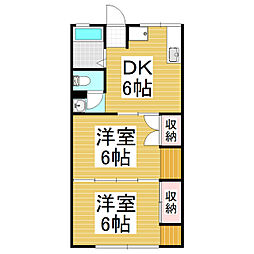 シティハイム槍 2DKの間取図画像