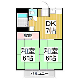 コーポシャロームA 2DKの間取図画像